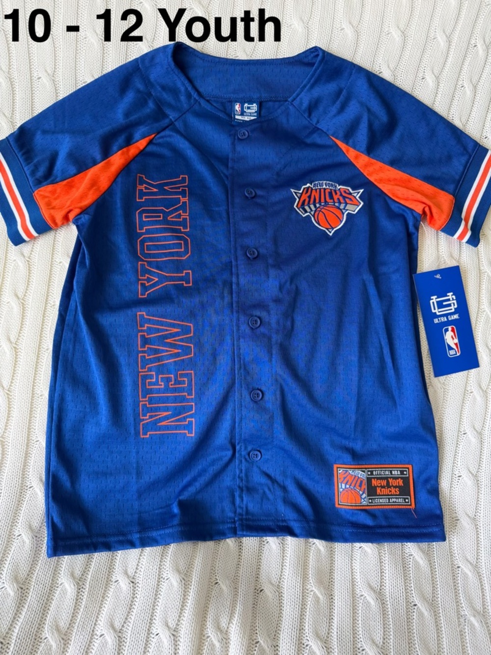 New York Knicks Jersey NEW Youth 10 12 NY NBA Knickerbockers Baseball T